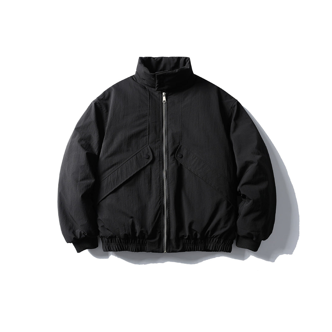 Unisex Boxy-wattierte Kurzjacke mit Funnelkragen und aufgesetzten Pattentaschen Nord Taschen