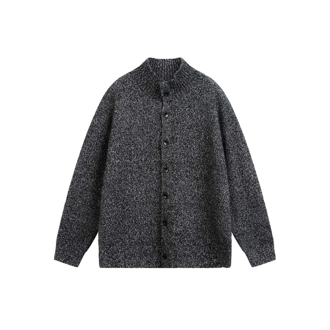 Damen Oversize-Strickjacke mit hochgezogenem Rippkragen und Holzknopfverschluss Nord Taschen