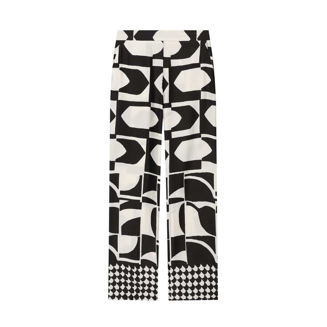 Damen Weite Palazzohose mit grafischem Allover‑Print und hoher Bundpassform Nord Taschen