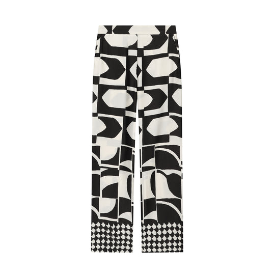 Damen Weite Palazzohose mit grafischem Allover‑Print und hoher Bundpassform Nord Taschen