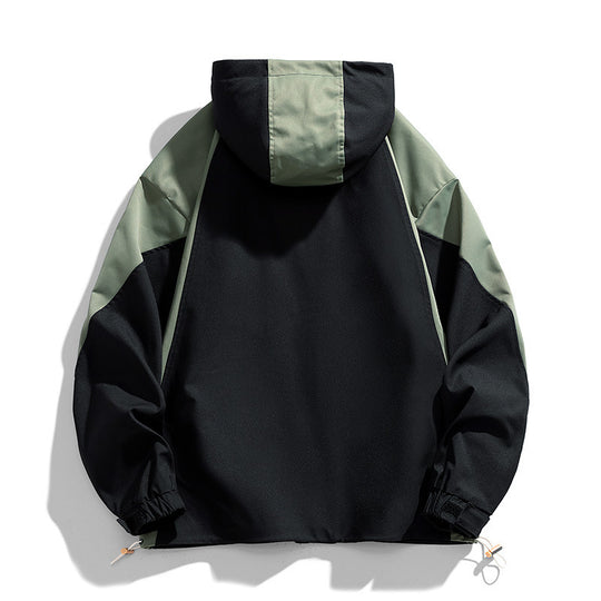 Herren Wasserabweisende Kapuzen-Fieldjacke im Colorblock-Utility-Design mit Brusttasche Nord Taschen