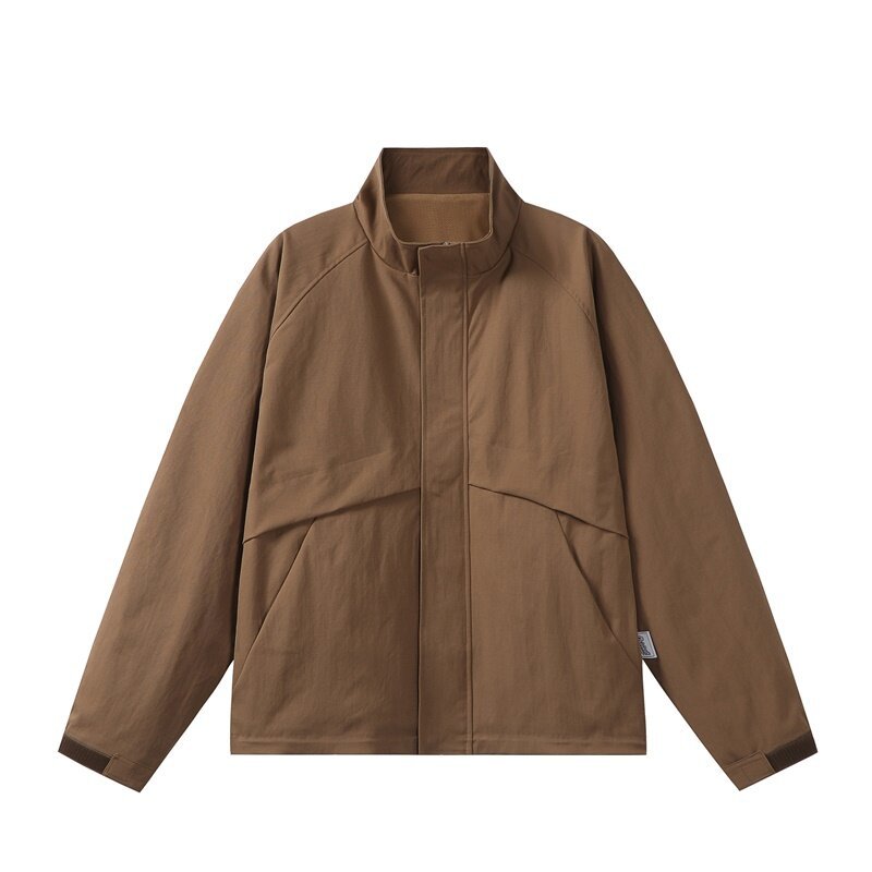 Herren Leichte Übergangsjacke im minimalistischen Field‑Style mit hohem Stehkragen und verdeckter Frontblende Nord Taschen