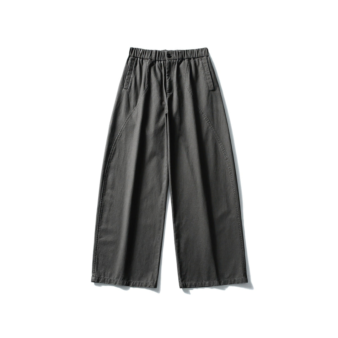 Damen Weite Cropped-Hose mit elastischem Bund und dekorativen Nahtpasse Nord Taschen
