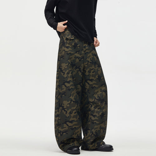 Herren Ultraweite Camouflage-Palazzohose mit geradem Bein und strukturierter Canvas-Qualität Nord Taschen