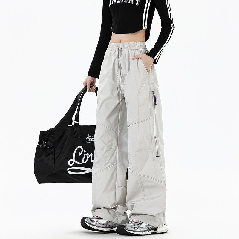 Damen Weite Utility-Cargohose mit elastischem Bund und Reißverschlusstaschen Nord Taschen