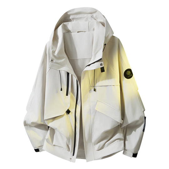 Herren Oversize Utility-Kapuzenjacke mit Multifunktions-Taschen, Zwei-Wege-Reißverschluss & verstellbarem Saum Nord Taschen