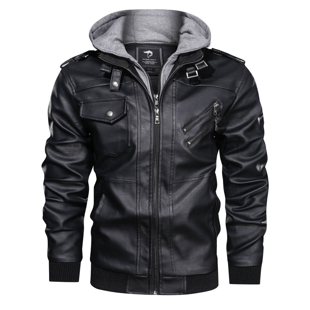 Herren Piloten-Blouson aus Kunstleder mit integriertem Kapuzen-Inlay und Zipper-Details Nord Taschen