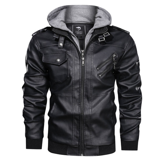 Herren Piloten-Blouson aus Kunstleder mit integriertem Kapuzen-Inlay und Zipper-Details Nord Taschen