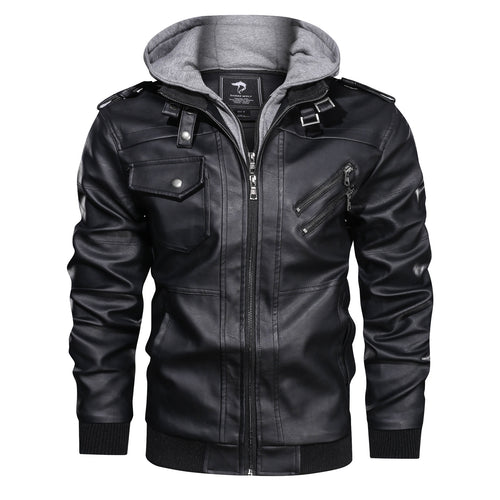 Herren Piloten-Blouson aus Kunstleder mit integriertem Kapuzen-Inlay und Zipper-Details Nord Taschen
