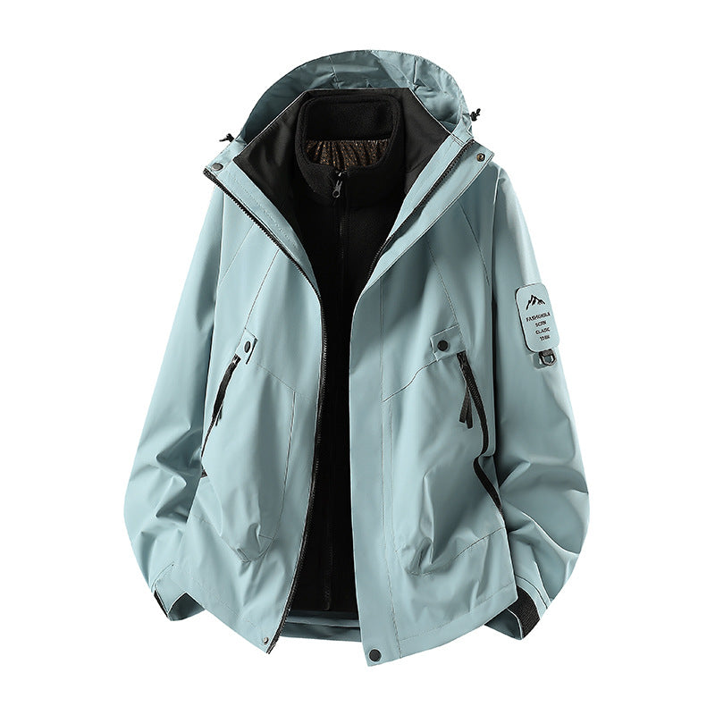 Herren Zwei-in-eins Wetterschutzjacke mit abnehmbarer Steppweste und verstellbarer Kapuze Nord Taschen