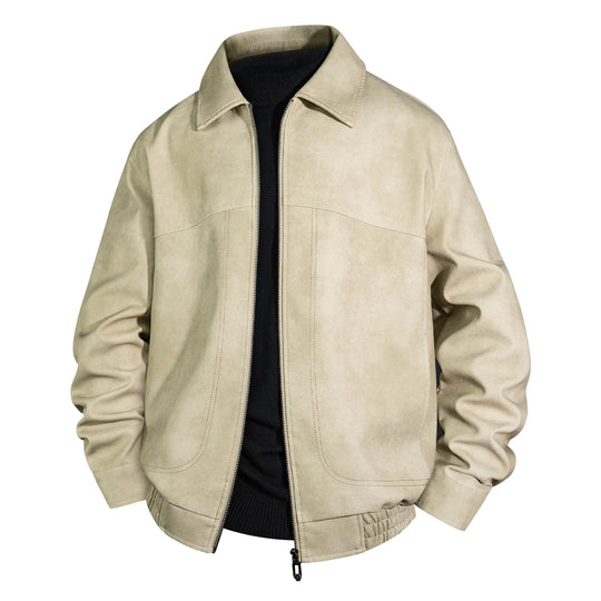Herren Bomberjacke aus geöltem Vintage-Leder mit Reißverschluss Nord Taschen