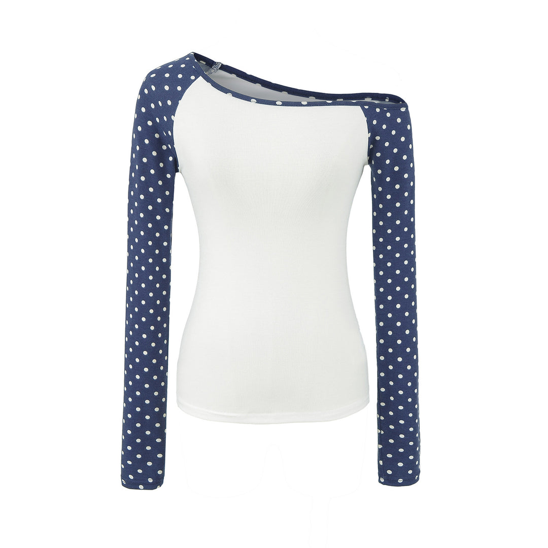 Damen Asymmetrisches Longsleeve mit Polka-Dot Raglanärmeln Nord Taschen