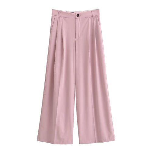 Damen Weite Bundfaltenhose im Palazzo‑Stil mit hoher Taille Nord Taschen