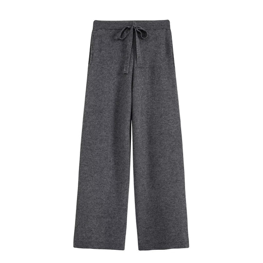 Damen Zweiteiliges Strickset mit Reißverschluss-Cardigan, Stehkragen und weitem Bein Nord Taschen
