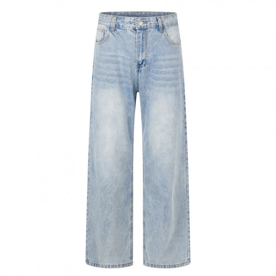 Damen Hochgeschnittene weite Jeanshose mit weitem Bein, Vintage‑Waschung und klassischem Taschen‑Design Nord Taschen