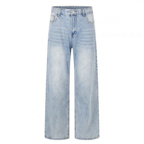 Damen Hochgeschnittene weite Jeanshose mit weitem Bein, Vintage‑Waschung und klassischem Taschen‑Design Nord Taschen