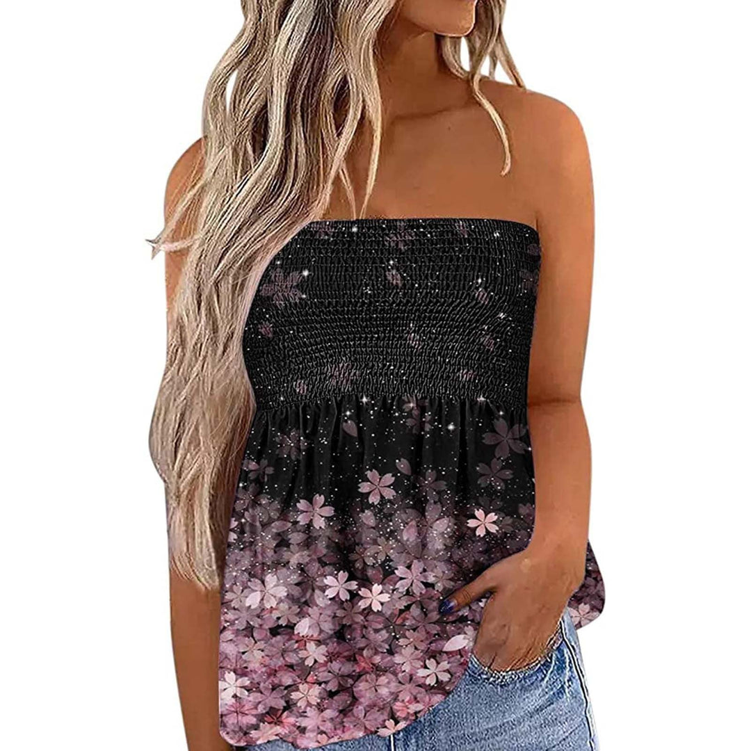 Damen Bandeau-Top mit floralem Einsatz