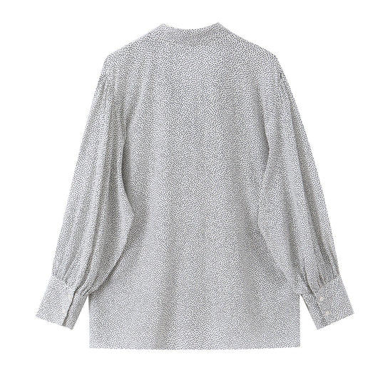 Damen Pussy-Bow-Bluse mit feinem Punktmuster, Ballonärmeln und Manschetten Nord Taschen