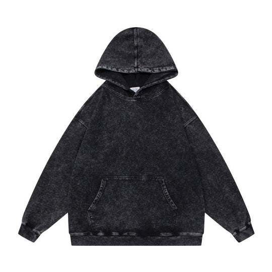Unisex Oversize-Kapuzenpullover im Acid-Wash mit Kängurutasche und Raglanärmeln Nord Taschen