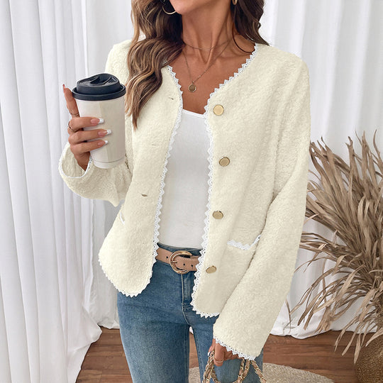 Damen Eleganter Cardigan mit Spitzenverzierungen Nord Taschen