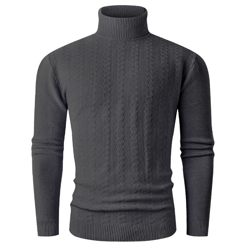 Herren Rollkragenpullover aus Feinstrick mit Zopfmuster und schmaler Silhouette Nord Taschen