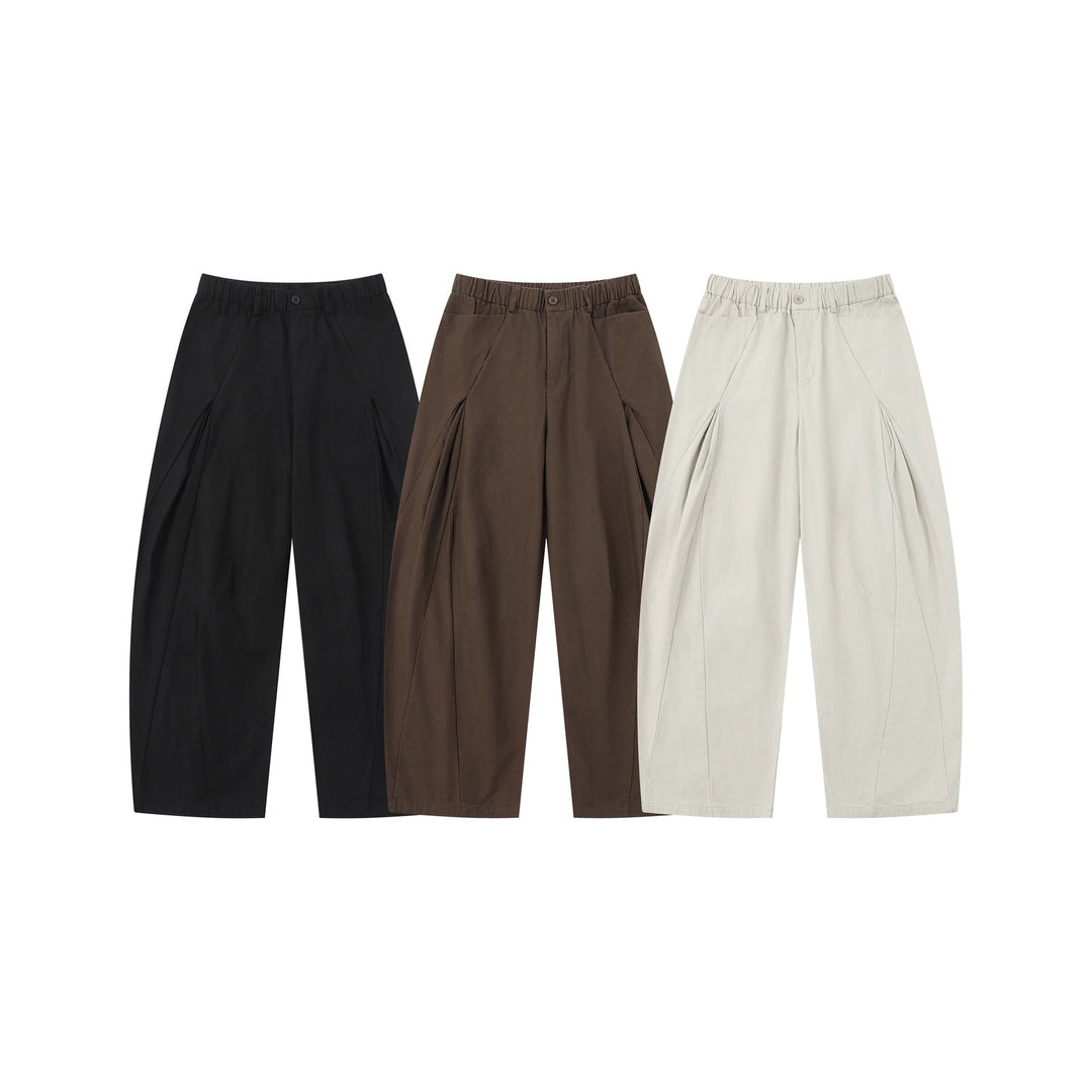Damen Weite Culotte-Hose mit dekorativen Falten und elastischem Bund Nord Taschen