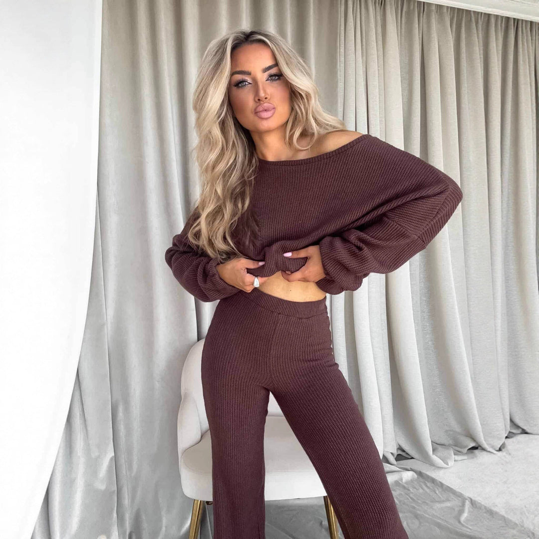Damen Strickanzug mit lässigem Oversized-Schnitt und weiten Beinen Nord Taschen