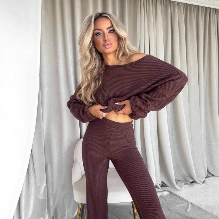 Damen Strickanzug mit lässigem Oversized-Schnitt und weiten Beinen Nord Taschen