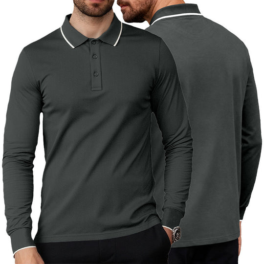 Herren Langarm-Piqué-Polo mit kontrastbesetztem Kragen und Bündchen Nord Taschen