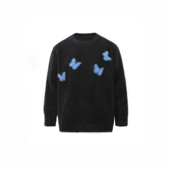 Damen Weicher Pullover mit geflocktem Schmetterlingsdesign Nord Taschen