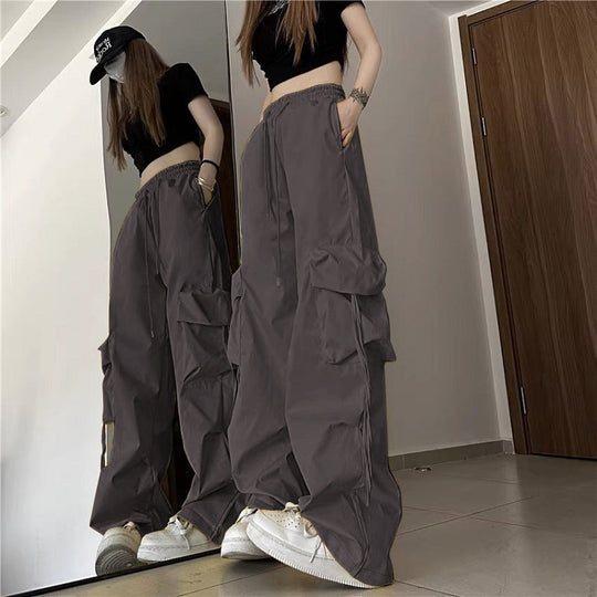 Damen Cargo-Hose im urbanen Stil mit seitlichen Taschen und elastischem Bund