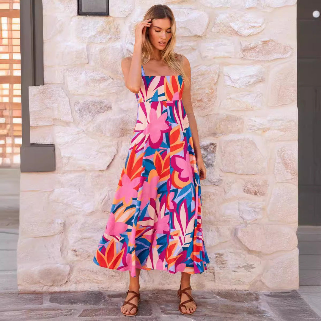 Damen Maxikleid im lNord Taschenhaften floralen Design mit spielerischem Schnitt Nord Taschen