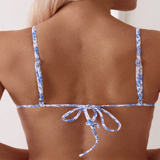 Damen Triangel-Bikini mit elegantem Gold-Detail und floralem Design Nord Taschen
