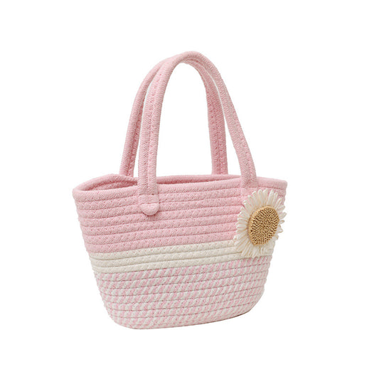 Damen Handtasche aus geflochtenem Naturmaterial mit floralem Detail Nord Taschen