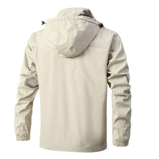 Herren Atmungsaktive wasserdichte Softshelljacke mit nahtversiegelter Membran und verstaubarer Kapuze Nord Taschen