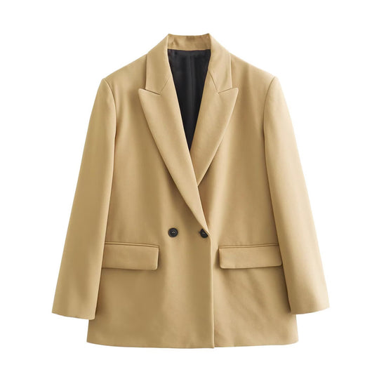 Damen 50+ taillierter Doppelreihiger Longline-Blazer mit Reverskragen und Pattentaschen Nord Taschen