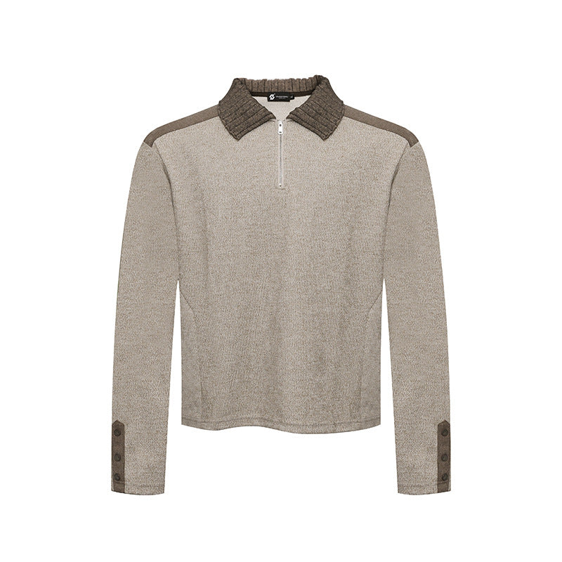 Damen Langarm-Poloshirt mit Halbzip, Kontrastschultern und Knopfmanschetten Nord Taschen