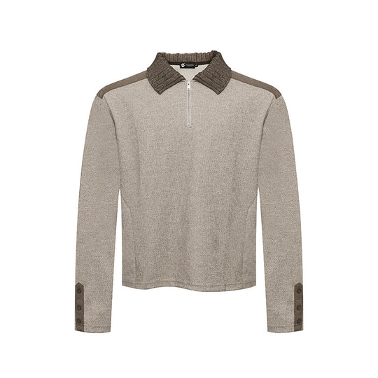 Damen Langarm-Poloshirt mit Halbzip, Kontrastschultern und Knopfmanschetten Nord Taschen
