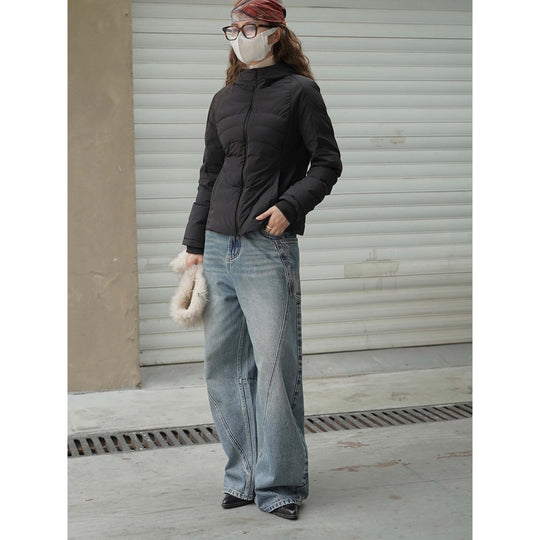 Damen Steppjacke mit Kapuze, leicht wattiertem Futter und Daumenloch-Ärmeln Nord Taschen