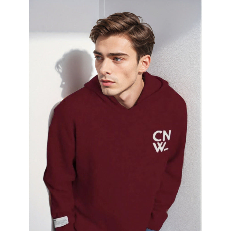 Unisex Oversized Kapuzenpullover mit V-Ausschnitt aus Feinstrick und Logo-Stick Nord Taschen