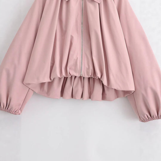 Damen Kurz geschnittene Blousonjacke mit weitem Kimonoärmel und gerafftem Saum Nord Taschen