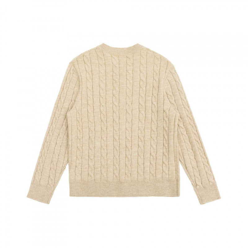 Unisex Grobgestrickter Henley-Pullover mit Zopfmuster und halber Knopfleiste Nord Taschen