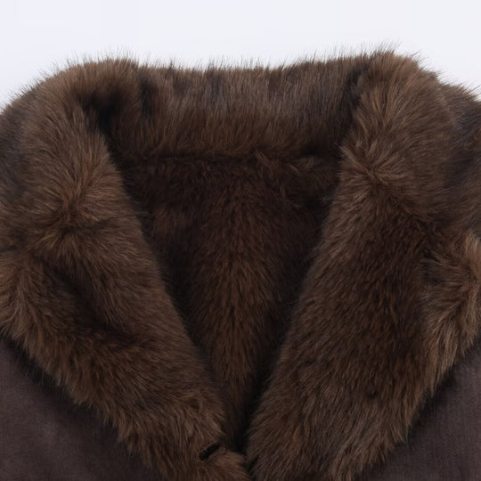 Damen Wendbare Kurzjacke mit Faux‑Fur‑Besatz und Wildlederoptik Nord Taschen