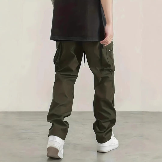 Herren weite Utility-Cargohose mit Tunnelzugbund, Multifunktionstaschen & Reißverschlusstasche Nord Taschen