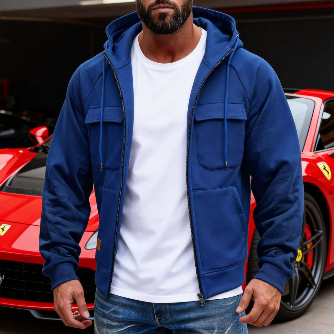 Herren Kapuzenjacke mit durchgehendem Reißverschluss, Brustklappen und moderner Slim‑Fit-Silhouette Nord Taschen