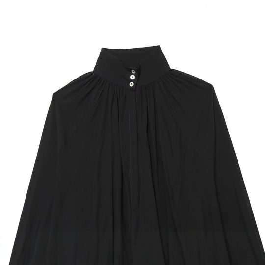 Damen Voluminöse Bluse mit Stehkragen, Raffung und Kordelzug Nord Taschen
