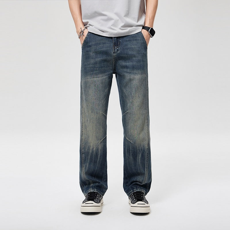Herren Weite Baggy-Jeans im Vintage‑Wash mit Knie‑Detail Nord Taschen