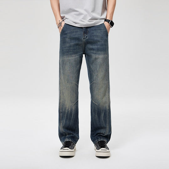 Herren Weite Baggy-Jeans im Vintage‑Wash mit Knie‑Detail Nord Taschen