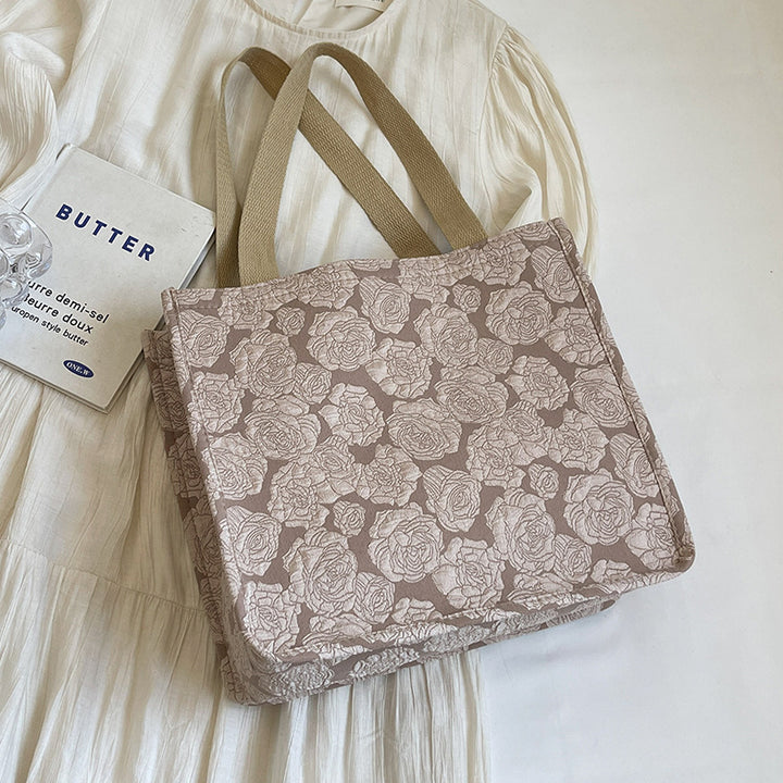 Damen Jute-Tragetasche mit floralem Muster und stabilen Griffen Nord Taschen