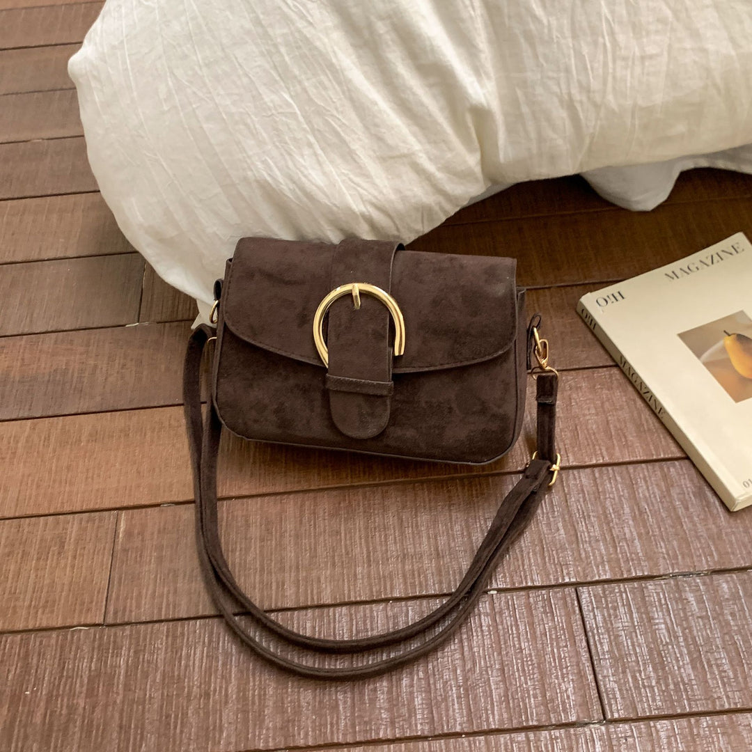 Damen Umhängetasche aus hochwertigem Wildleder mit elegantem Schnallenverschluss Nord Taschen